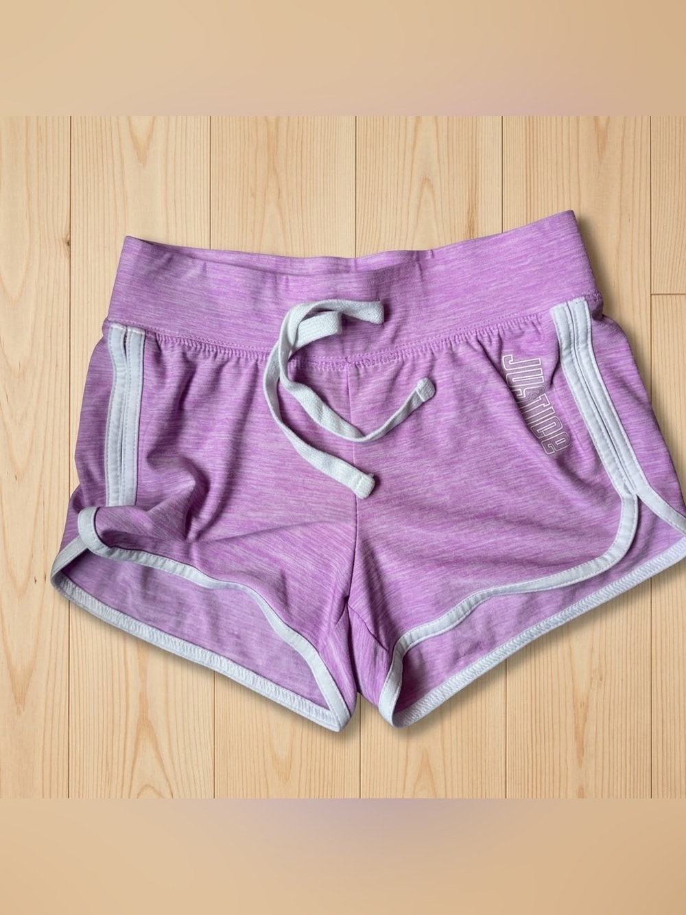 Justice Pink Heather Athletic Shorts with White Trim